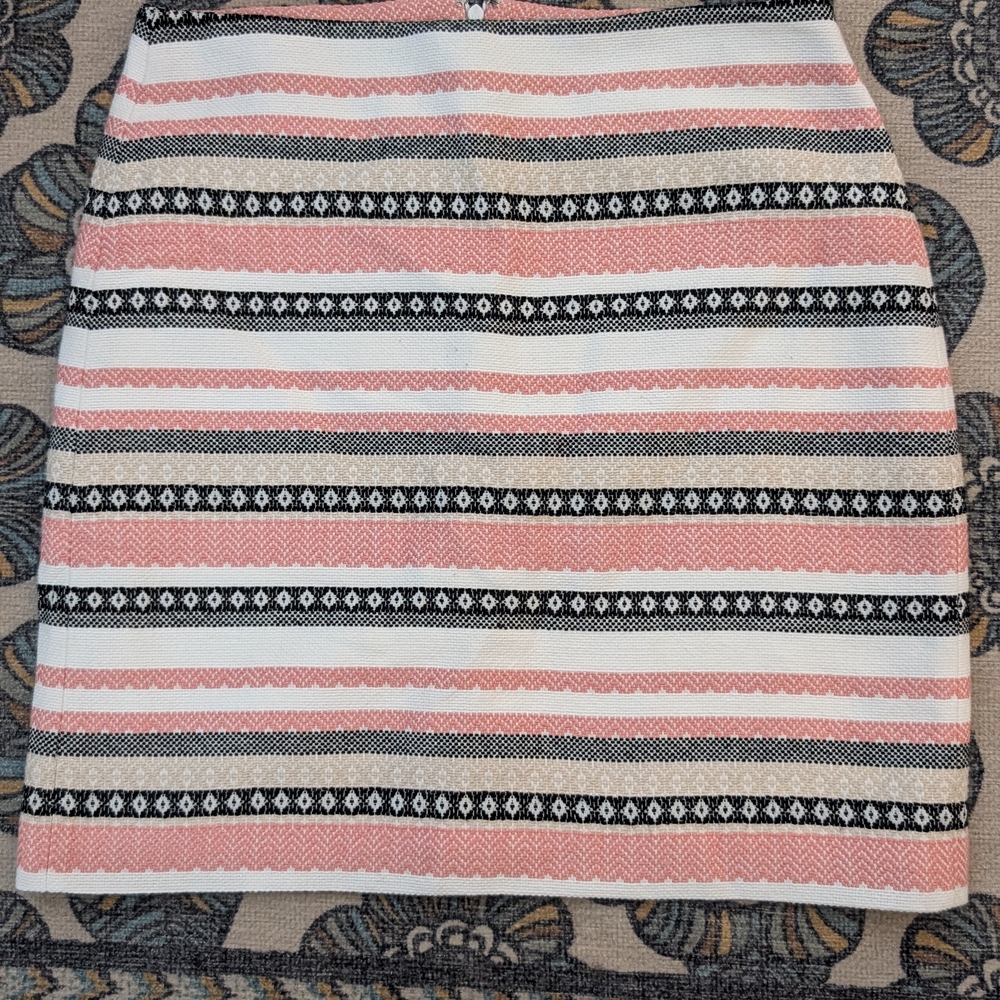 LOFT Pink and Black Striped Mini Skirt